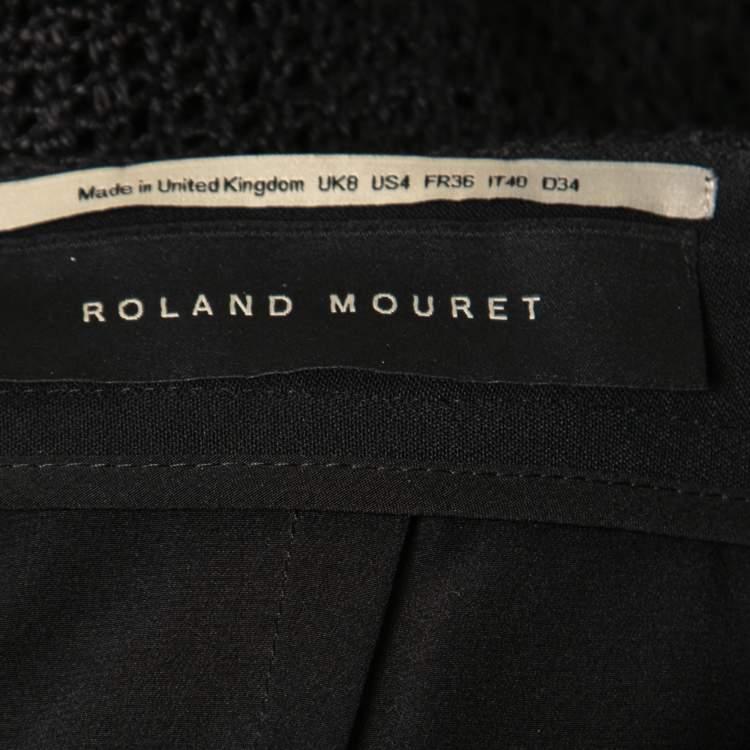 Pre Owned Roland Mouret Black Linen Mesh Midi Skirt S