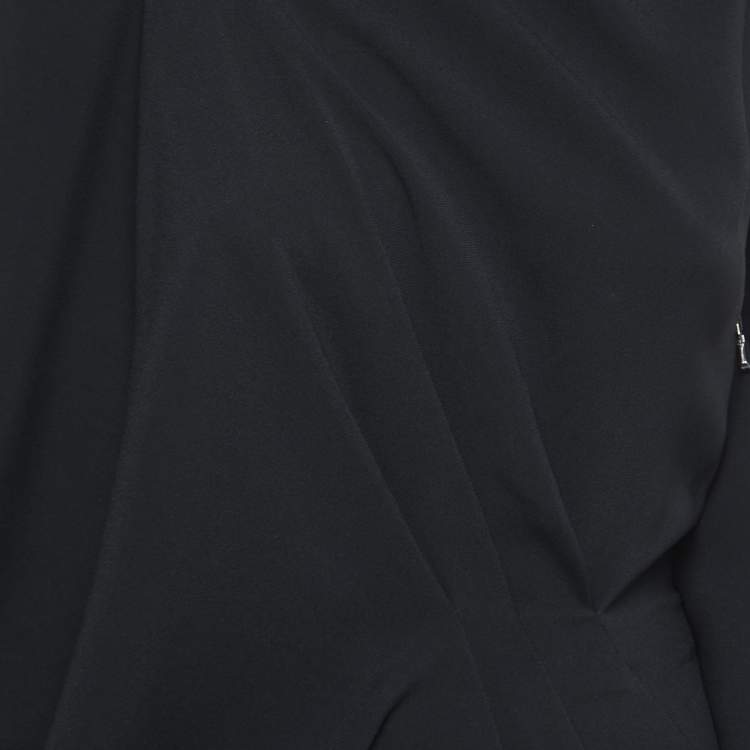 Pre Owned Roland Mouret Black Crepe Asymmetric Draped Jumpsuit M