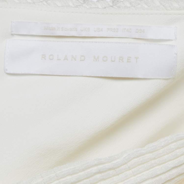 Pre Owned Roland Mouret Cream Silk Cloque One Shoulder Bow Belhaven Gown S