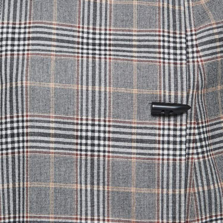Pre Owned Roland Mouret Grey Checked Wool Merril Cape XS