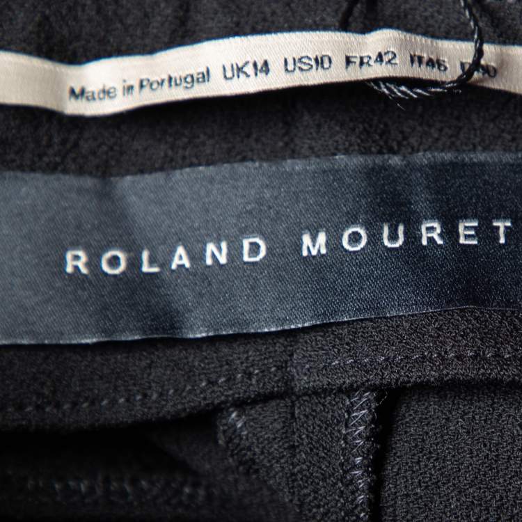 Pre Owned Roland Mouret Black Crepe Goswell Flare Pants L