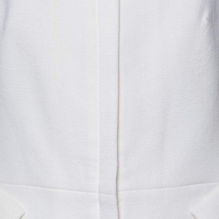 Pre Owned Roland Mouret White Crepe Zip Front Jacket M