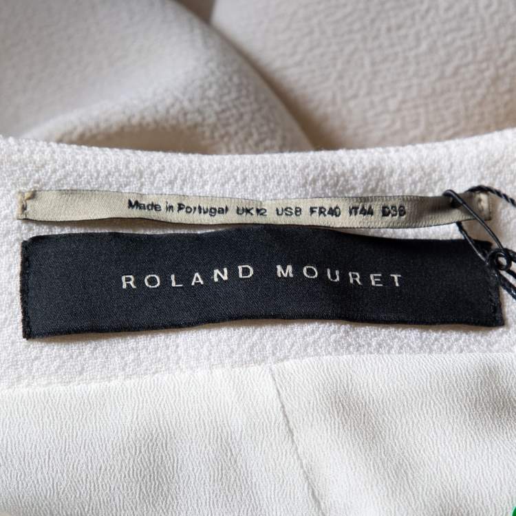 Pre Owned Roland Mouret White Crepe Zip Front Jacket M