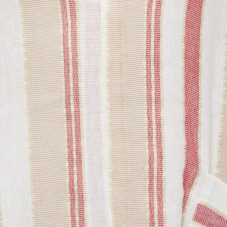Pre Owned Roland Mouret White Striped Linen Blend Oversized Blouse M