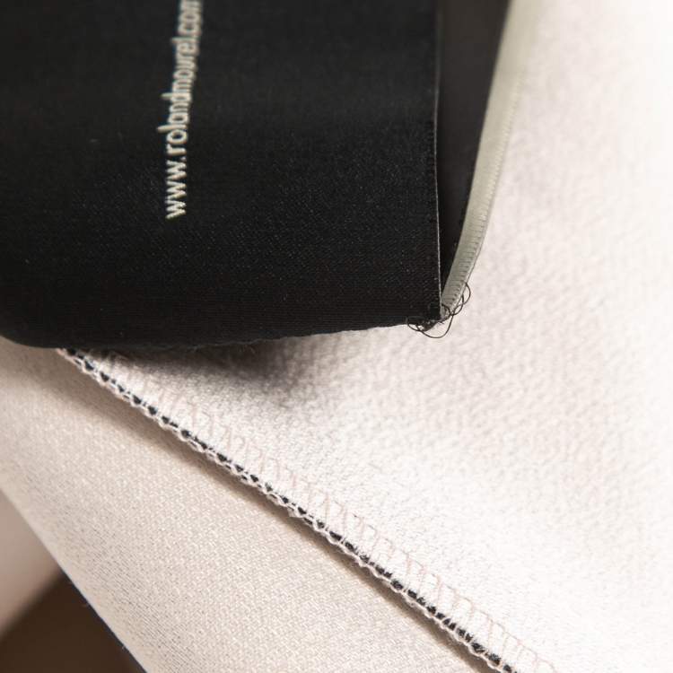 Pre Owned Roland Mouret Black/Cream Duchess Satin Peplum Draped Ruffle Detail Strapless Gown M