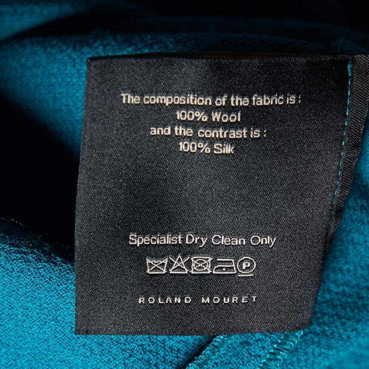 Pre Owned Roland Mouret Peacock Green Wool Crepe Draped Midi Dress L