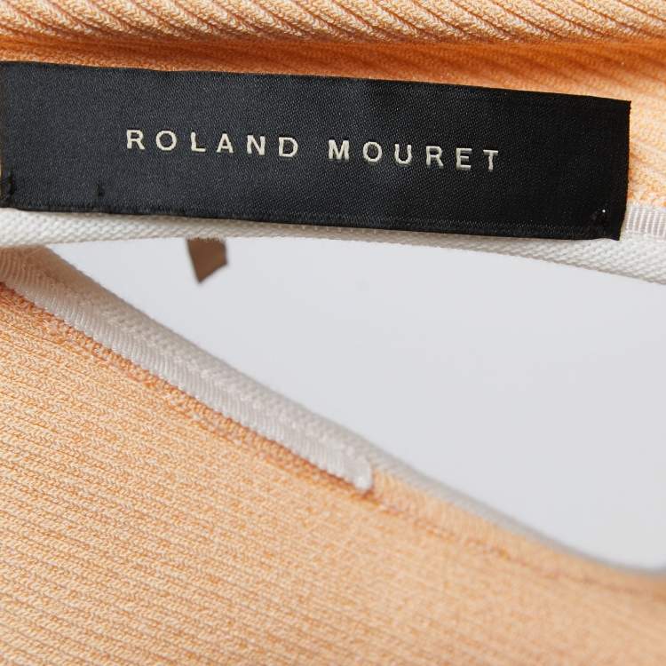 Pre Owned Roland Mouret Light Orange/Yellow Ribbed Knit One Shoulder Macan Top L