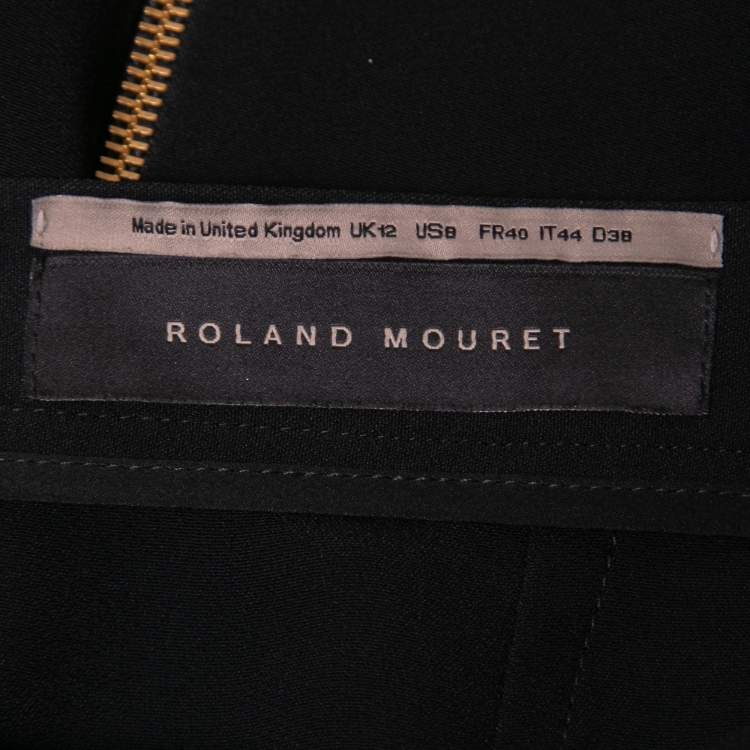 Pre Owned Roland Mouret  Black Crepe Patch Detail Midi Skirt M