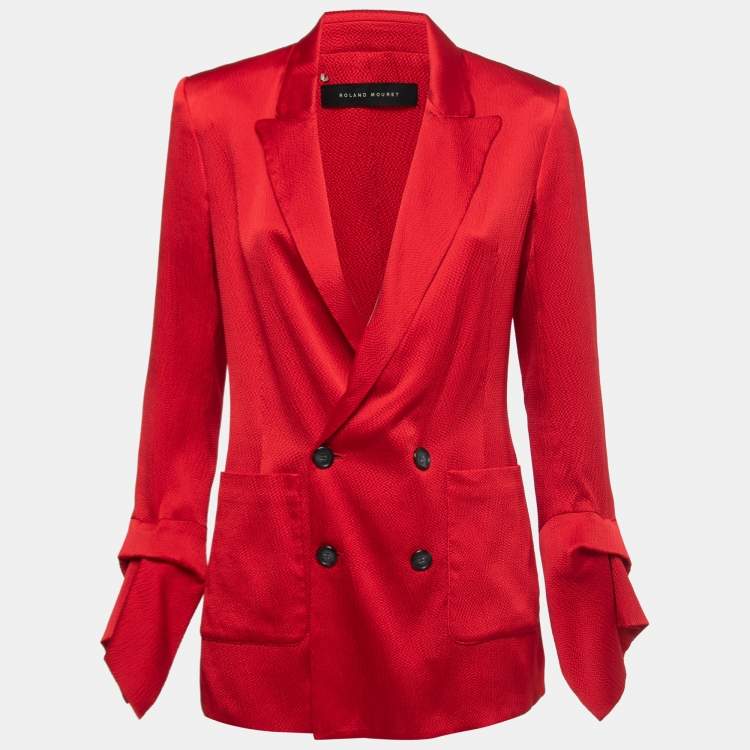 مملوكة مسبقًا Roland Mouret Red Silk Double Breasted Blazer M