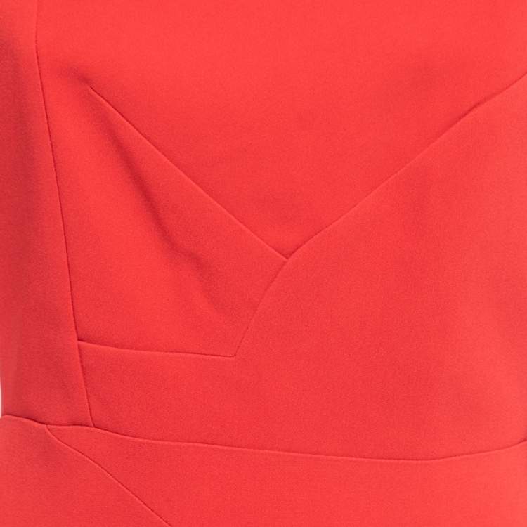 Pre Owned Roland Mouret Red Crepe Full Sleeve Short Dress M