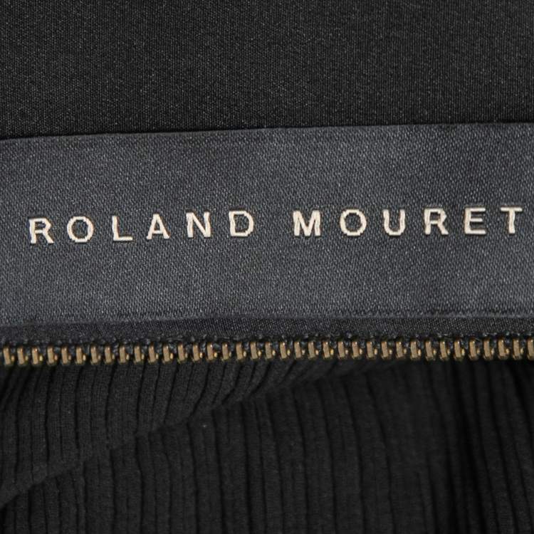 Pre Owned Roland Mouret Black Plisse Crepe Peplum Top M