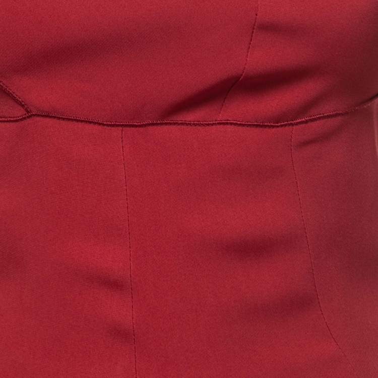 Pre Owned Roland Mouret Burgundy Crepe Verona Jumpsuit XS