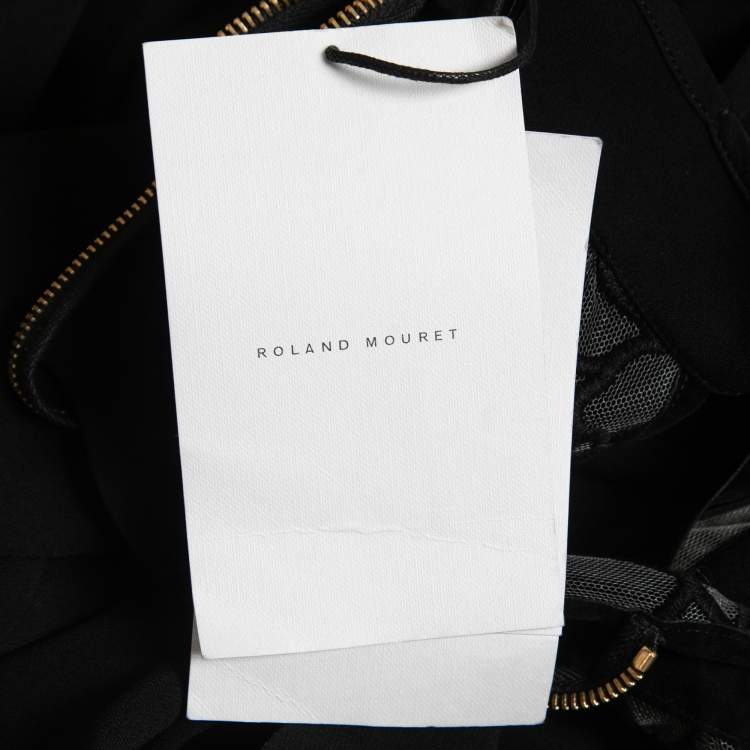 Pre Owned Roland Mouret Black Crepe Lace Inset Vasall Long Dress S