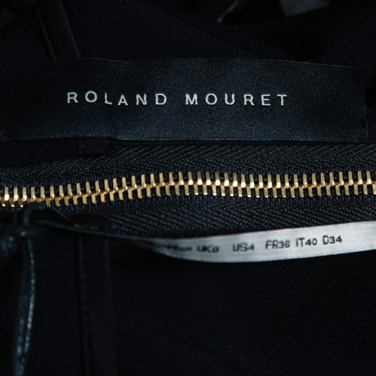 Pre Owned Roland Mouret Black Crepe Lace Inset Vasall Long Dress S