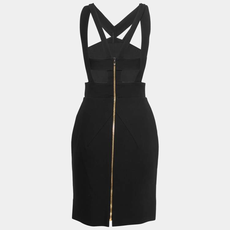 Pre Owned Roland Mouret Black Knit Contrast Mini Dress M