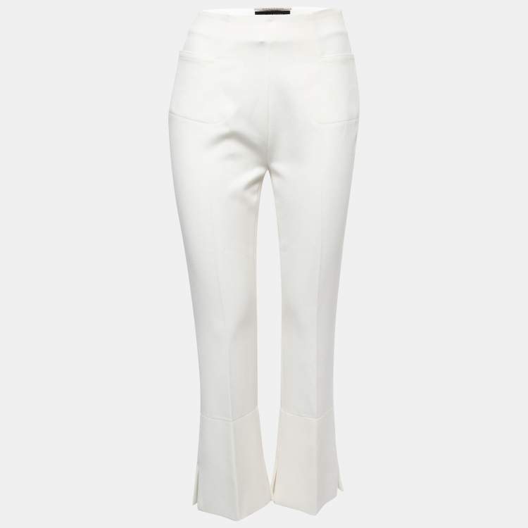 Pre Owned Roland Mouret White Crepe Flared Leg Trousers M