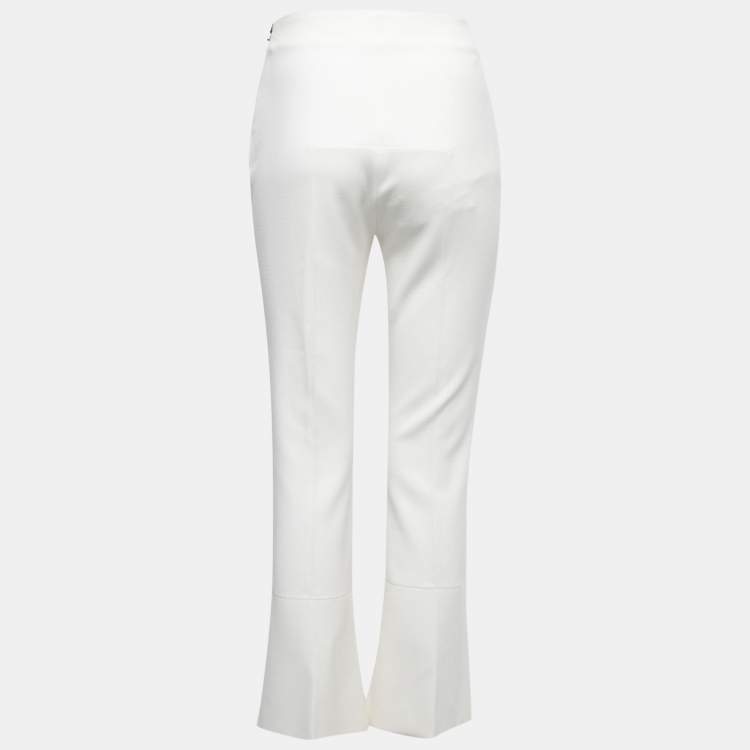 Pre Owned Roland Mouret White Crepe Flared Leg Trousers M