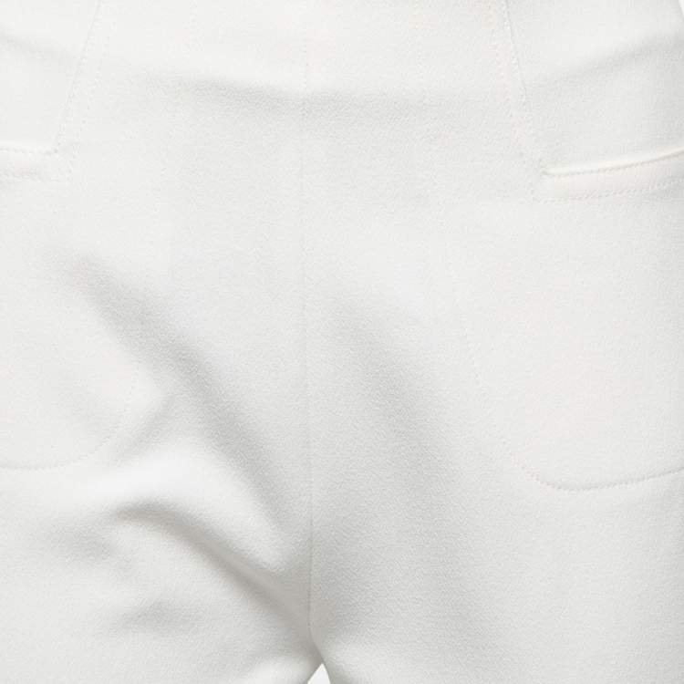 Pre Owned Roland Mouret White Crepe Flared Leg Trousers M