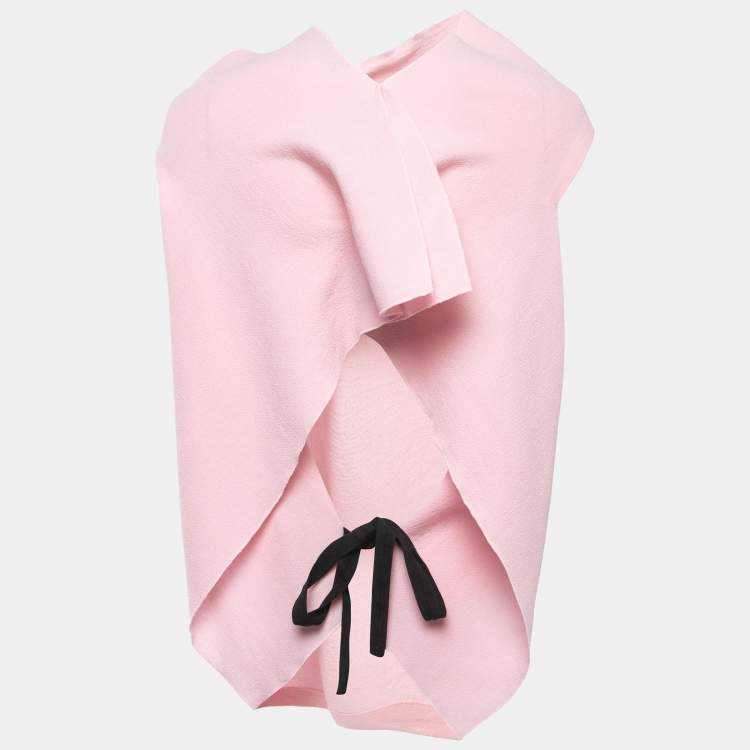 Pre Owned Roland Mouret Pink Wool Draped Back Open Blouse M