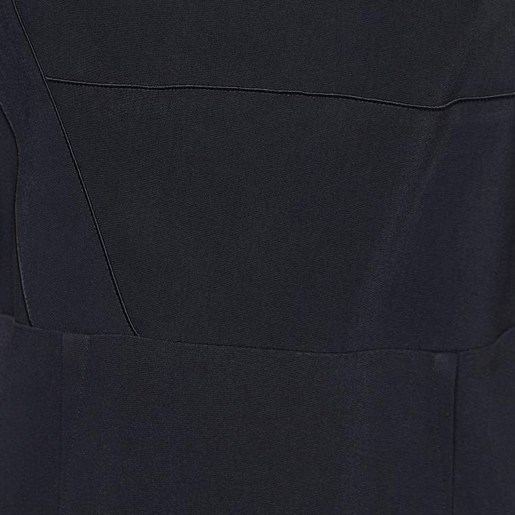 Pre Owned Roland Mouret Black Crepe Paneled Tie Detail Midi Dress M