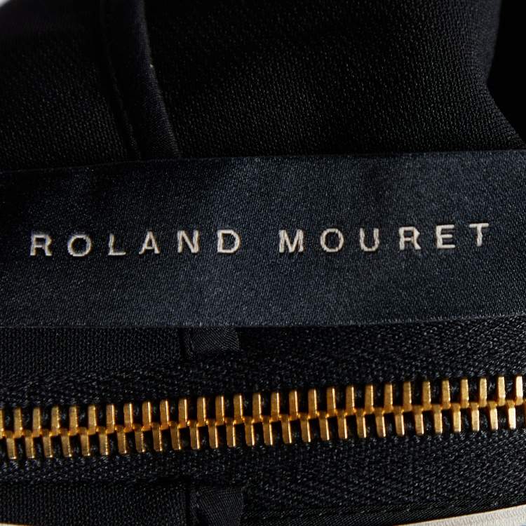 Pre Owned Roland Mouret Black Crepe Paneled Tie Detail Midi Dress M