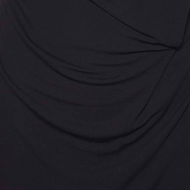 Pre Owned Roland Mouret Black Jersey Draped & Lace Back Maxi Dress M