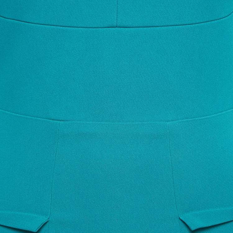 Pre Owned Roland Mouret Blue Crepe Folded Shoulder Detail Mini Dress S