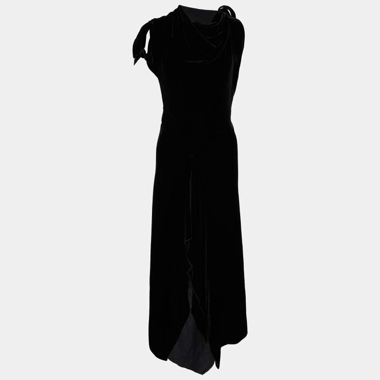 Pre Owned Roland Mouret Black Velvet Cutout Wren Draped Dress M