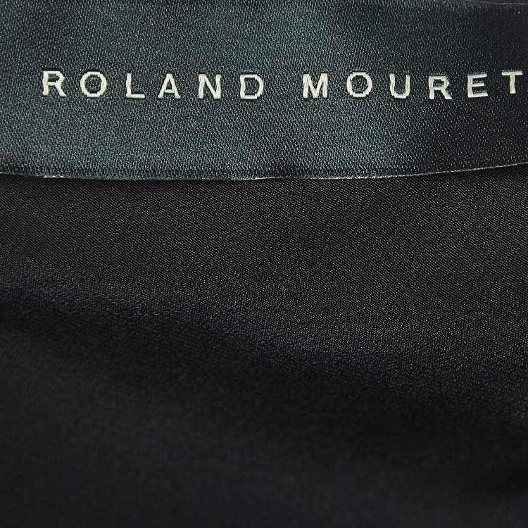 Pre Owned Roland Mouret Blue Crepe Lace Trimmed Flare Sleeve Top S