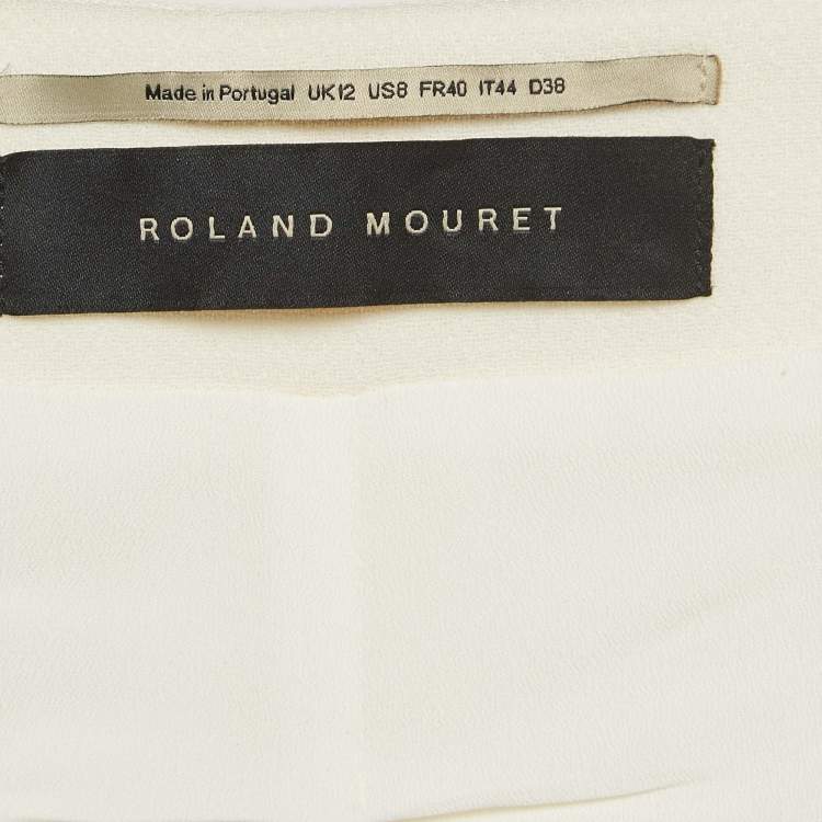 Pre Owned  Roland Mouret Cream Wool Zip Front Peplum Top M