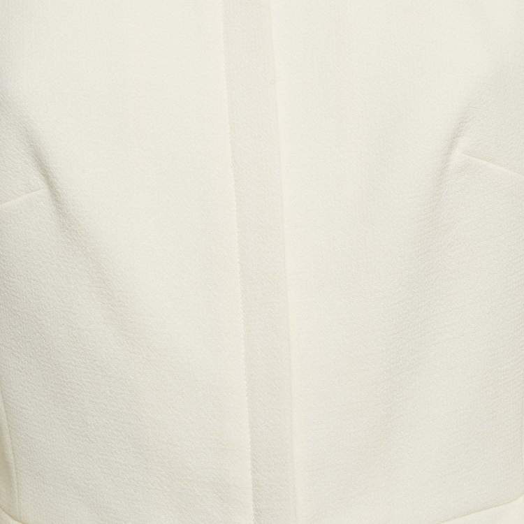 Pre Owned  Roland Mouret Cream Wool Zip Front Peplum Top M