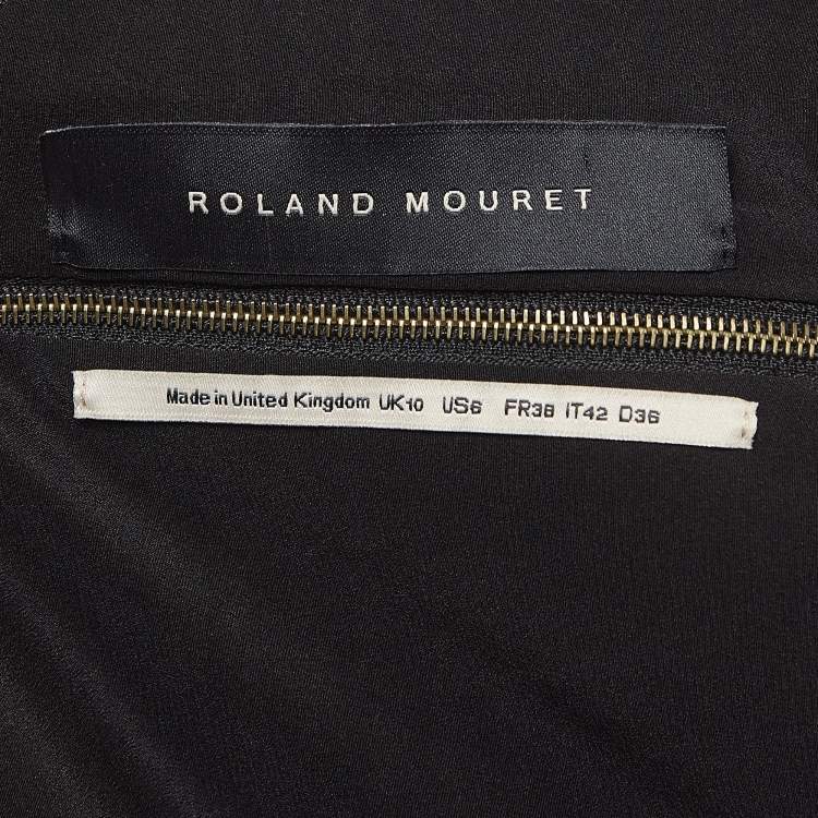 Pre Owned Roland Mouret Black Lace Trim Crepe Long Sleeve Maxi Dress M