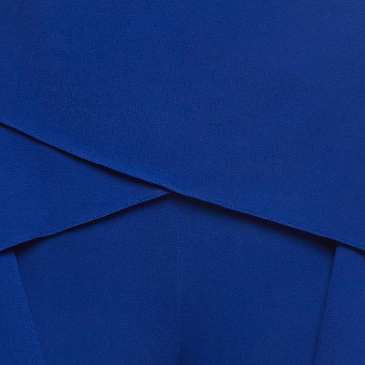 Pre Owned Limited Edition By Roland Mouret Blue Stretch Crepe Draped Slit Trousers S