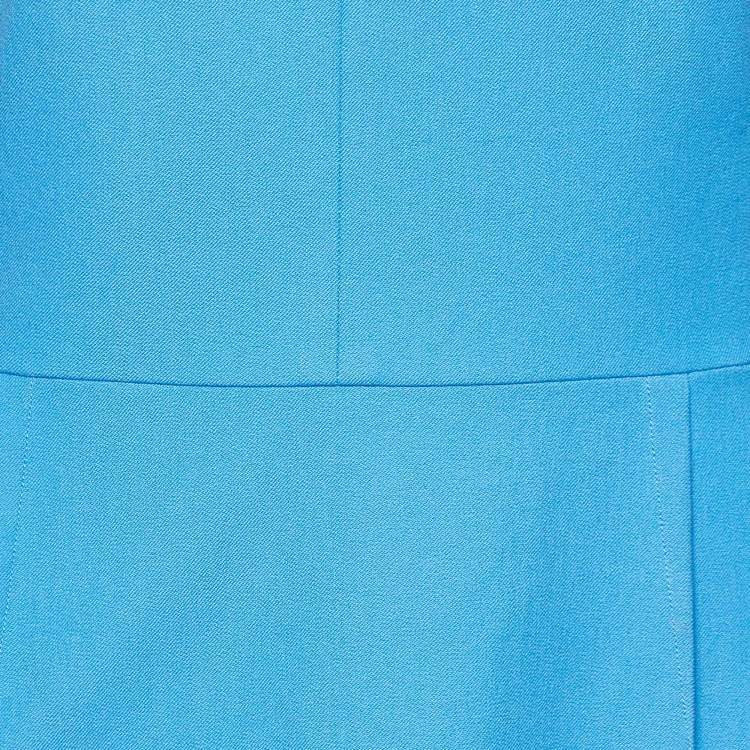 Pre Owned Roland Mouret Azure Blue Cotton Midi Dress L