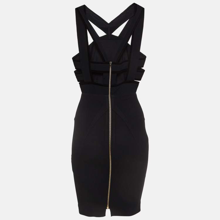 Pre Owned Roland Mouret Black Stretch Crepe Cutout Mini Dress S 