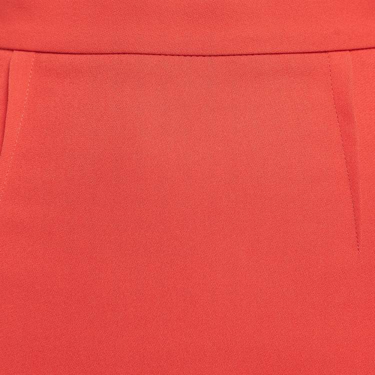 Pre Owned Roland Mouret Red Wool Midi Skirt S