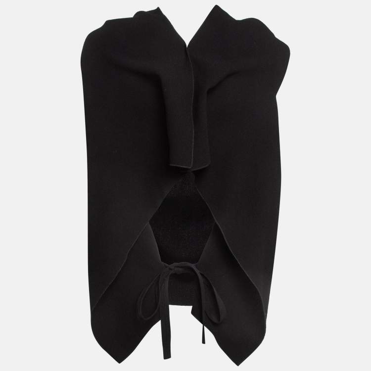 Pre Owned Roland Mouret Black Wool Asymmetric Draped Top M