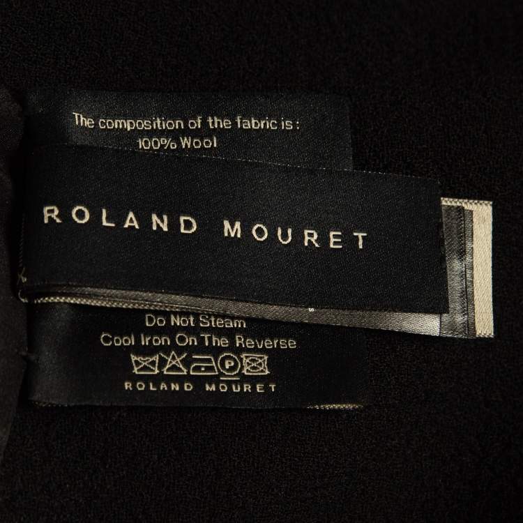 Pre Owned Roland Mouret Black Wool Asymmetric Draped Top M