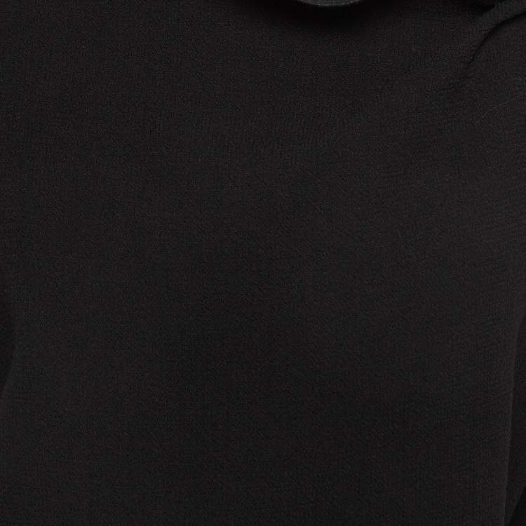 Pre Owned Roland Mouret Black Wool Asymmetric Draped Top M