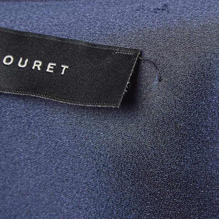 Pre Owned Roland Mouret Navy Blue Satin Asymmetric Eugene Top L