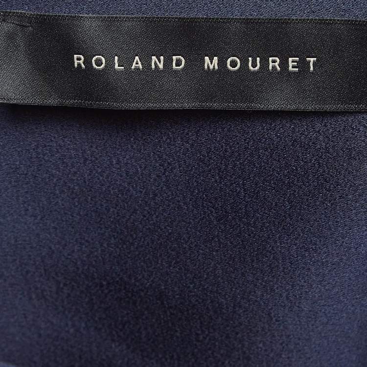 Pre Owned Roland Mouret Navy Blue Satin Asymmetric Eugene Top L