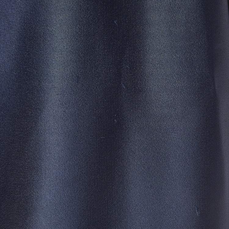 Pre Owned Roland Mouret Navy Blue Satin Asymmetric Eugene Top L