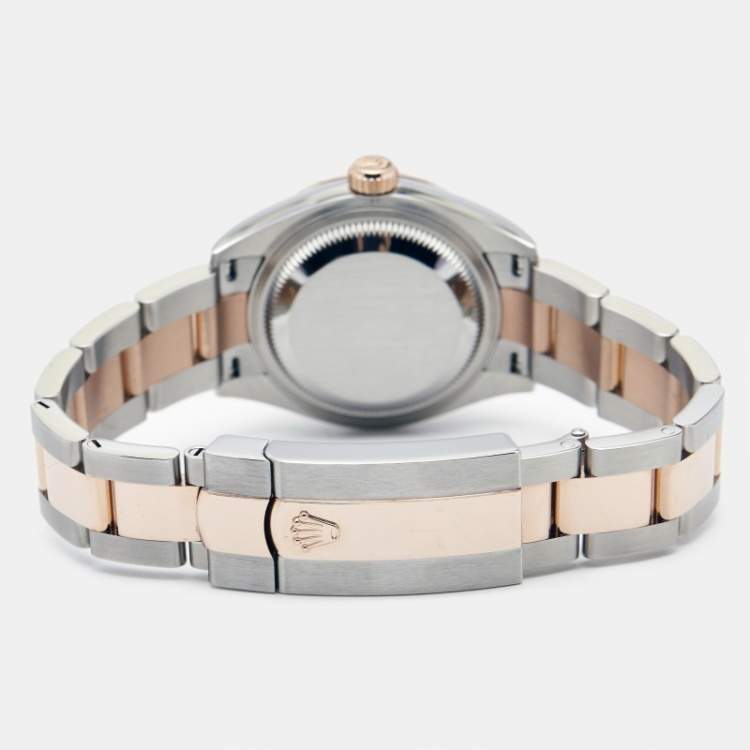 Pre Owned Rolex Aubergine 18K Rose Gold Oystersteel Datejust M279171-0016 Women's Wristwatch 28 mm