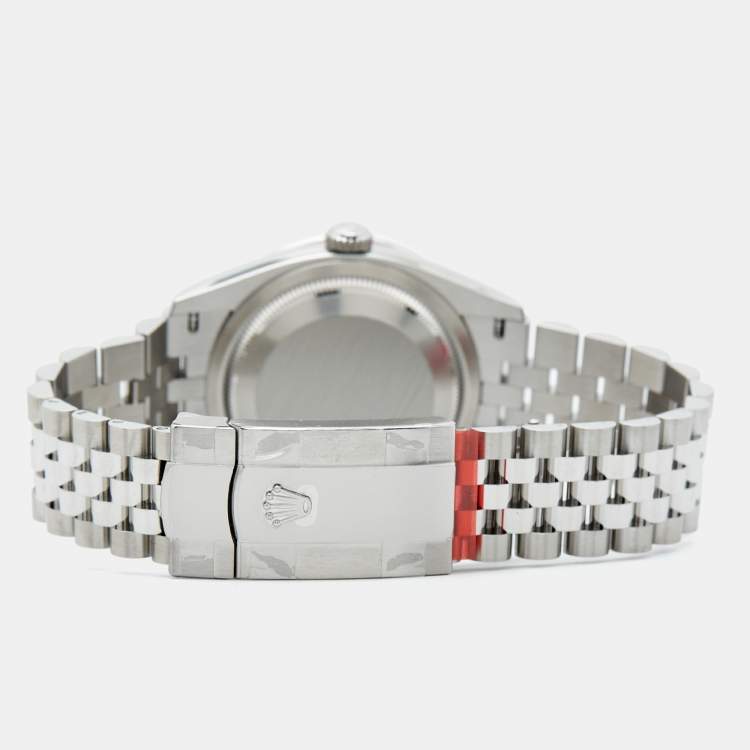 Pre Owned Rolex Green 18K White Gold Diamond Oystersteel Datejust 126284RBR Unisex Wristwatch 36 mm