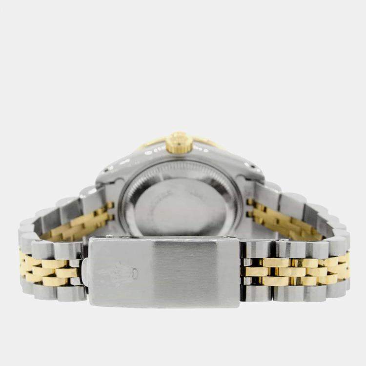 Pre Owned Rolex Custom Dark Green  18K Yellow Gold Stainless Steel Datejust  Automatic Women's Wristwatch 26mm