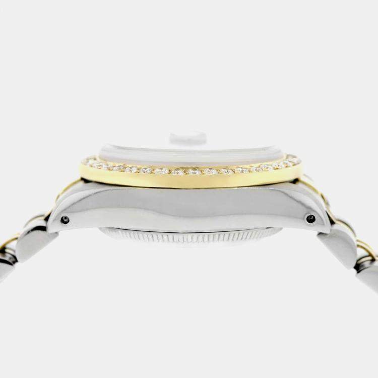 Pre Owned Rolex Custom Dark Green  18K Yellow Gold Stainless Steel Datejust  Automatic Women's Wristwatch 26mm
