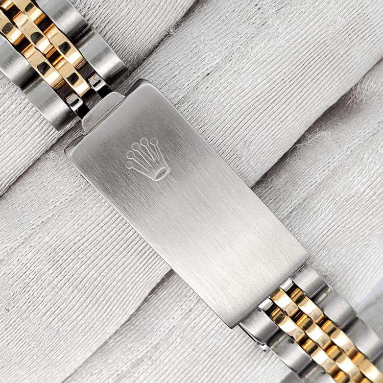Pre Owned Rolex Custom Forest Green 1.3ct Diamonds 18K Yellow Gold Stainless Steel Datejust  Automatic Women's Wristwatch 26mm