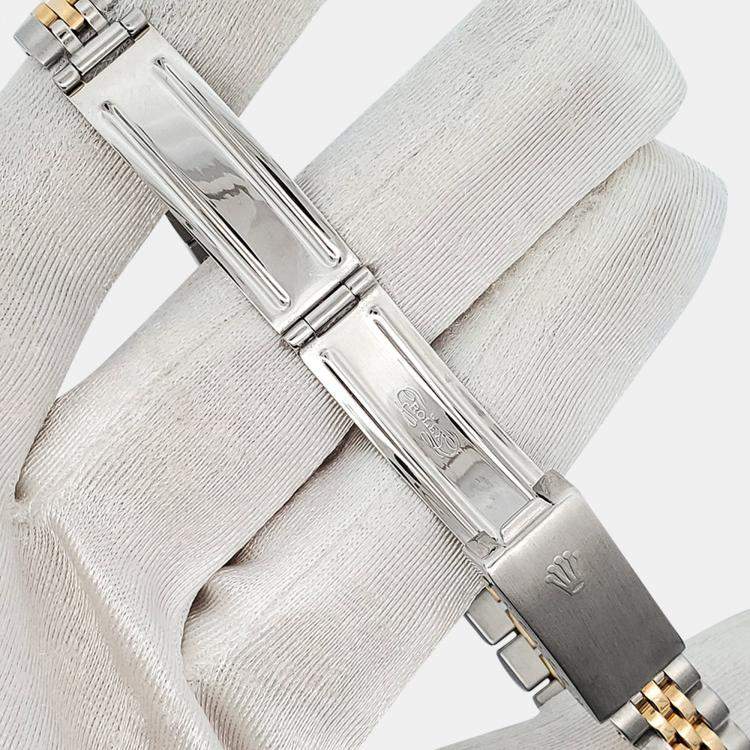 Pre Owned Rolex Custom Forest Green 1.3ct Diamonds 18K Yellow Gold Stainless Steel Datejust  Automatic Women's Wristwatch 26mm