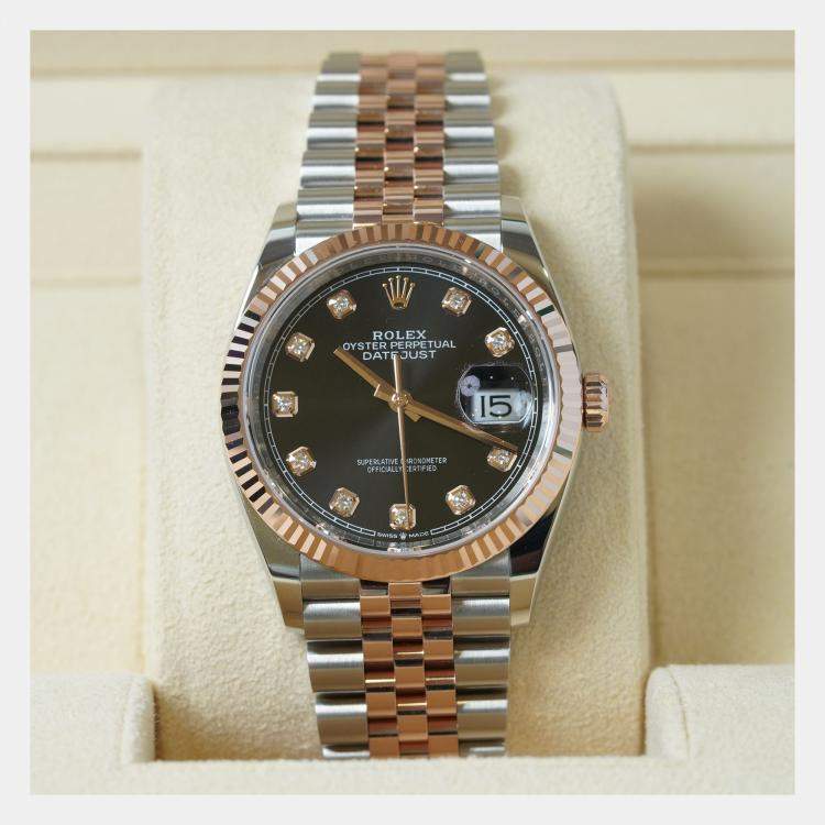 Pre Owned Rolex Datejust 126231 Automatic Black 18K Rose Gold Stainless Steel Women’s Wristwatch 36 mm