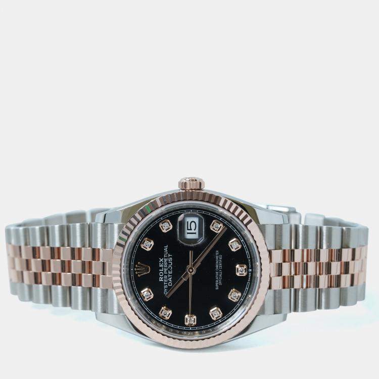 Pre Owned Rolex Datejust 126231 Automatic Black 18K Rose Gold Stainless Steel Women’s Wristwatch 36 mm